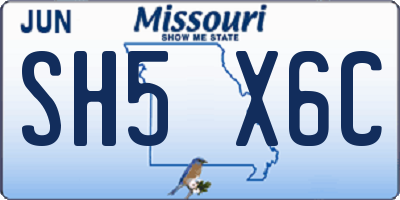 MO license plate SH5X6C