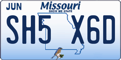 MO license plate SH5X6D
