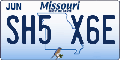 MO license plate SH5X6E