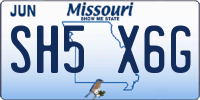 MO license plate SH5X6G