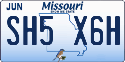 MO license plate SH5X6H