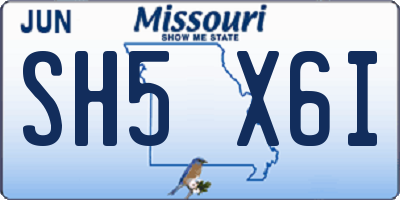 MO license plate SH5X6I