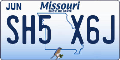 MO license plate SH5X6J