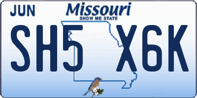 MO license plate SH5X6K