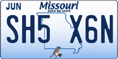 MO license plate SH5X6N