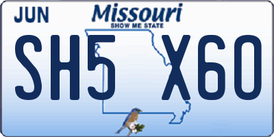 MO license plate SH5X6O