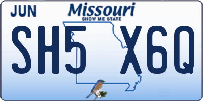 MO license plate SH5X6Q