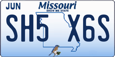 MO license plate SH5X6S
