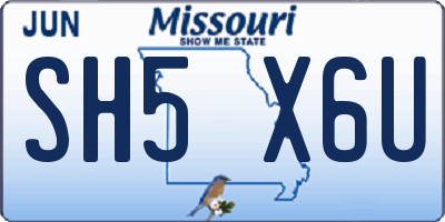 MO license plate SH5X6U