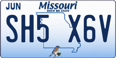 MO license plate SH5X6V