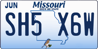 MO license plate SH5X6W