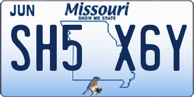 MO license plate SH5X6Y