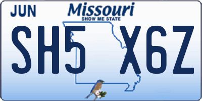 MO license plate SH5X6Z