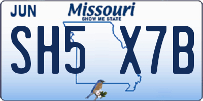 MO license plate SH5X7B
