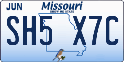 MO license plate SH5X7C