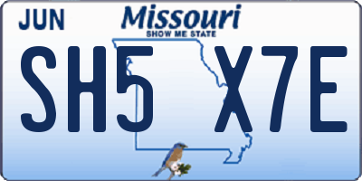 MO license plate SH5X7E
