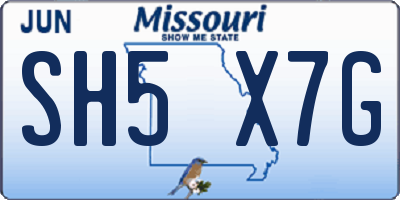 MO license plate SH5X7G