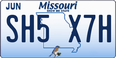MO license plate SH5X7H