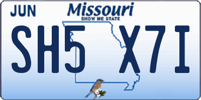 MO license plate SH5X7I