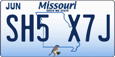 MO license plate SH5X7J