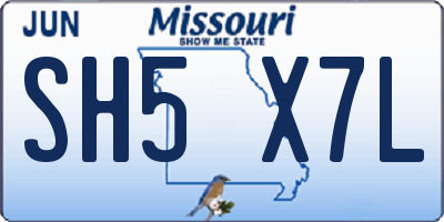 MO license plate SH5X7L