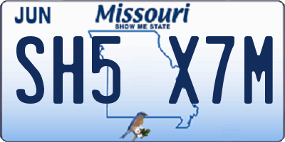 MO license plate SH5X7M