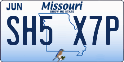 MO license plate SH5X7P