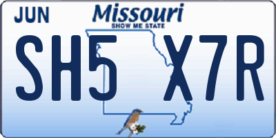 MO license plate SH5X7R
