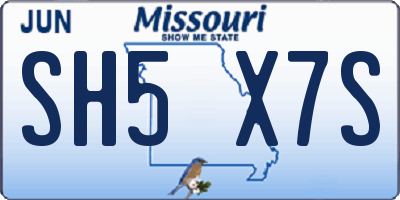 MO license plate SH5X7S