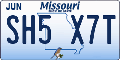 MO license plate SH5X7T