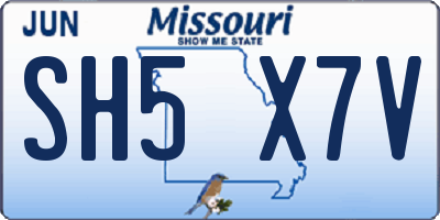 MO license plate SH5X7V