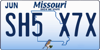 MO license plate SH5X7X