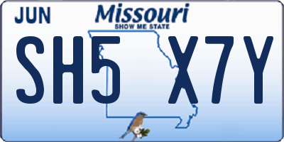 MO license plate SH5X7Y