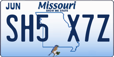 MO license plate SH5X7Z