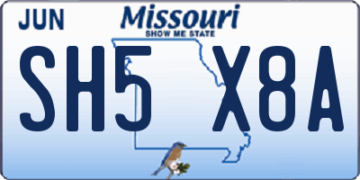 MO license plate SH5X8A