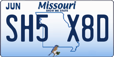 MO license plate SH5X8D