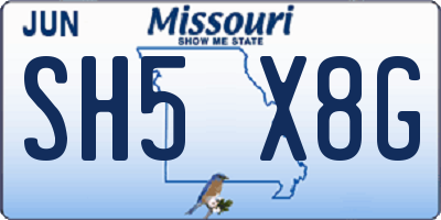 MO license plate SH5X8G