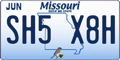 MO license plate SH5X8H