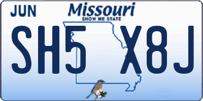 MO license plate SH5X8J