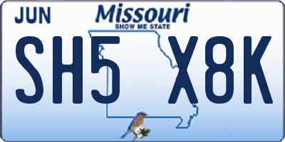 MO license plate SH5X8K