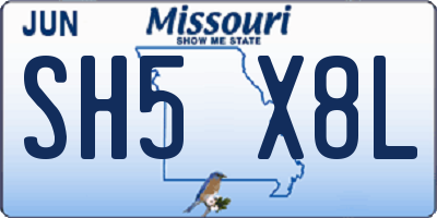 MO license plate SH5X8L