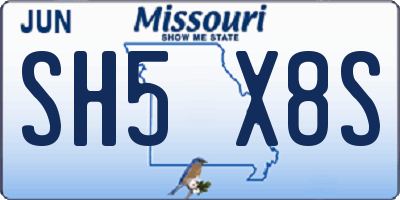 MO license plate SH5X8S
