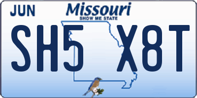 MO license plate SH5X8T