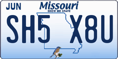MO license plate SH5X8U