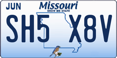 MO license plate SH5X8V