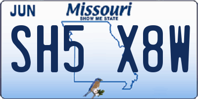 MO license plate SH5X8W