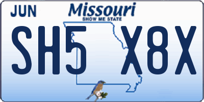MO license plate SH5X8X