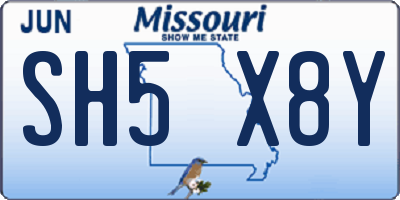 MO license plate SH5X8Y