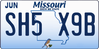 MO license plate SH5X9B