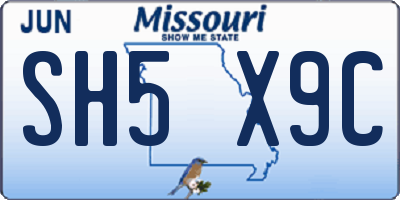 MO license plate SH5X9C